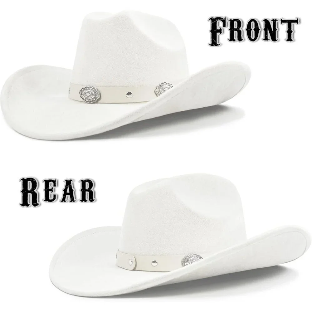 Women Ivory White Cowgirl Shape Able Wide Brim Felt Cattleman Western Hats